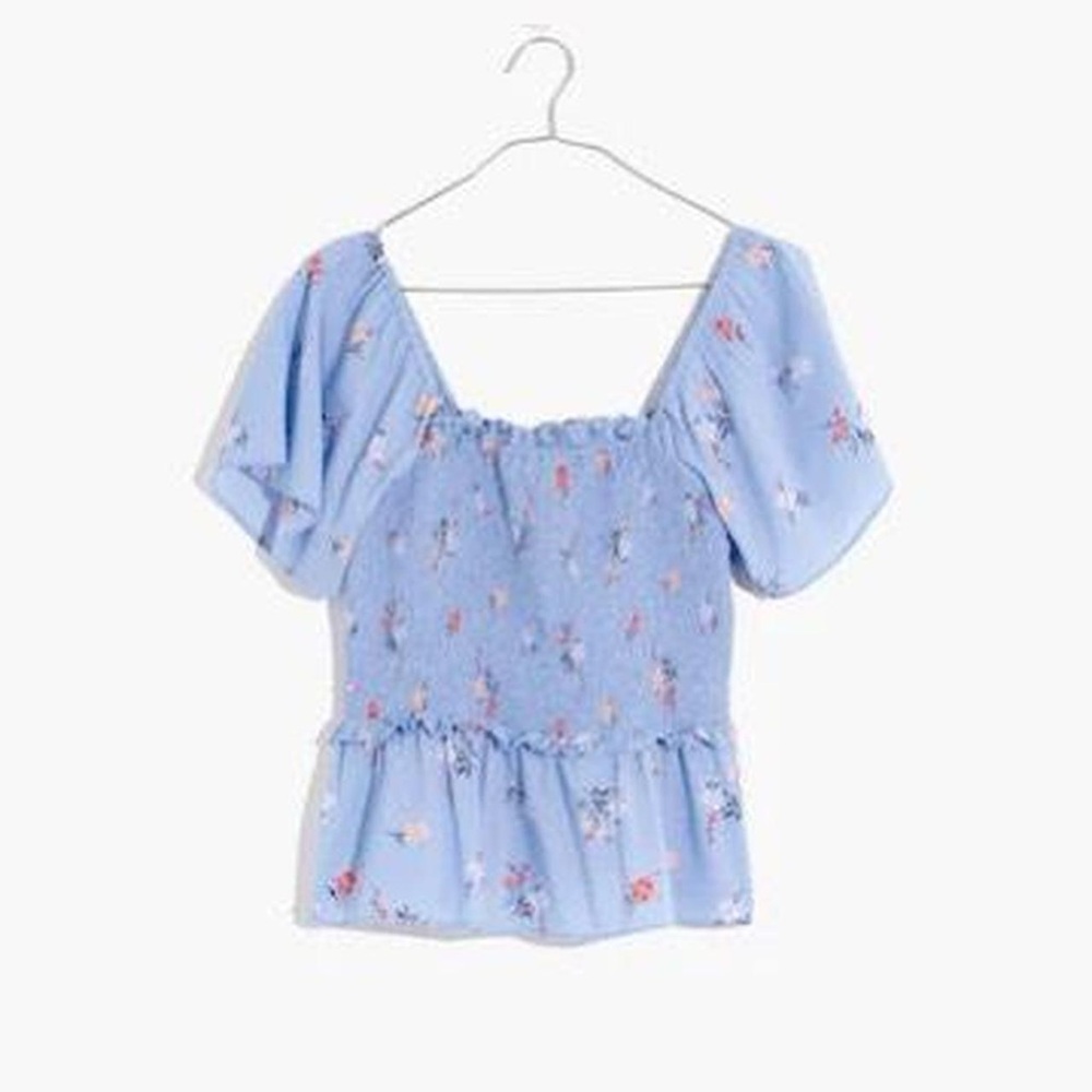 Madewell Light Blue Floral Blouse